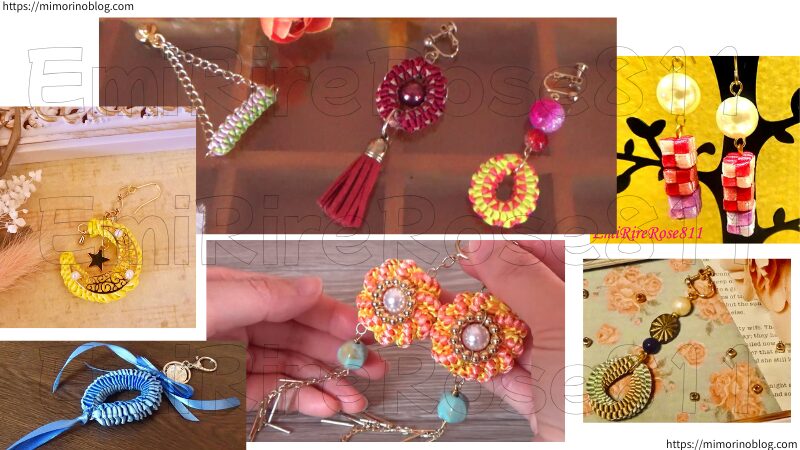 ハワイアンリボンレイのいろんな編み方で作った作品たち。